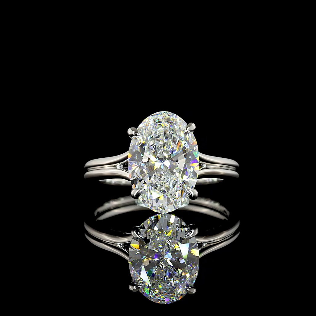 3.5 Cts Platinum Oval Shape Solitaire Ring