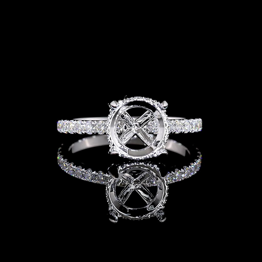 3.09 Cts 14k White Gold Round Shape Solitaire Diamond Shank Ring
