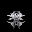 3.22 Cts 14k White Gold Emerald Shape 3 Stones Ring