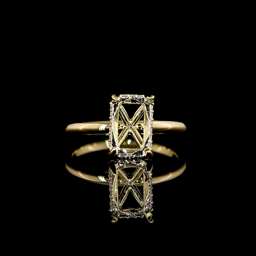 2.35 Cts 14k Yellow Gold Radiant Shape Hidden Halo Ring
