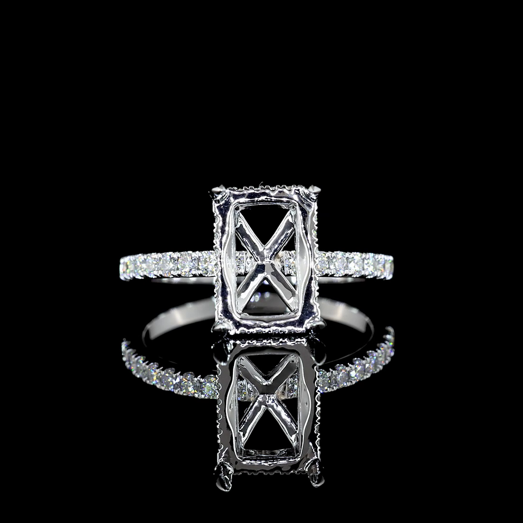 3.6 Cts 14k White Gold Radiant Shape Hidden Halo Ring