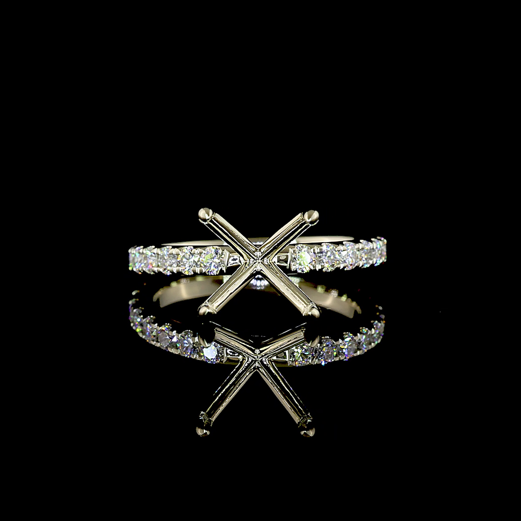 0.4 Cts 14k White Gold Shape Hidden Halo Ring
