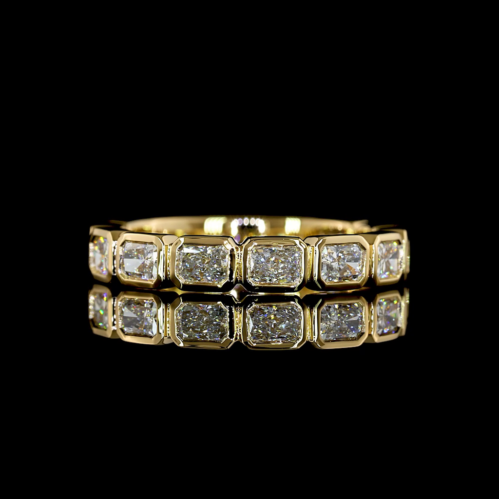 1.57 Cts 18k Yellow Gold Radiant Shape 3/4 Band Eternity Band