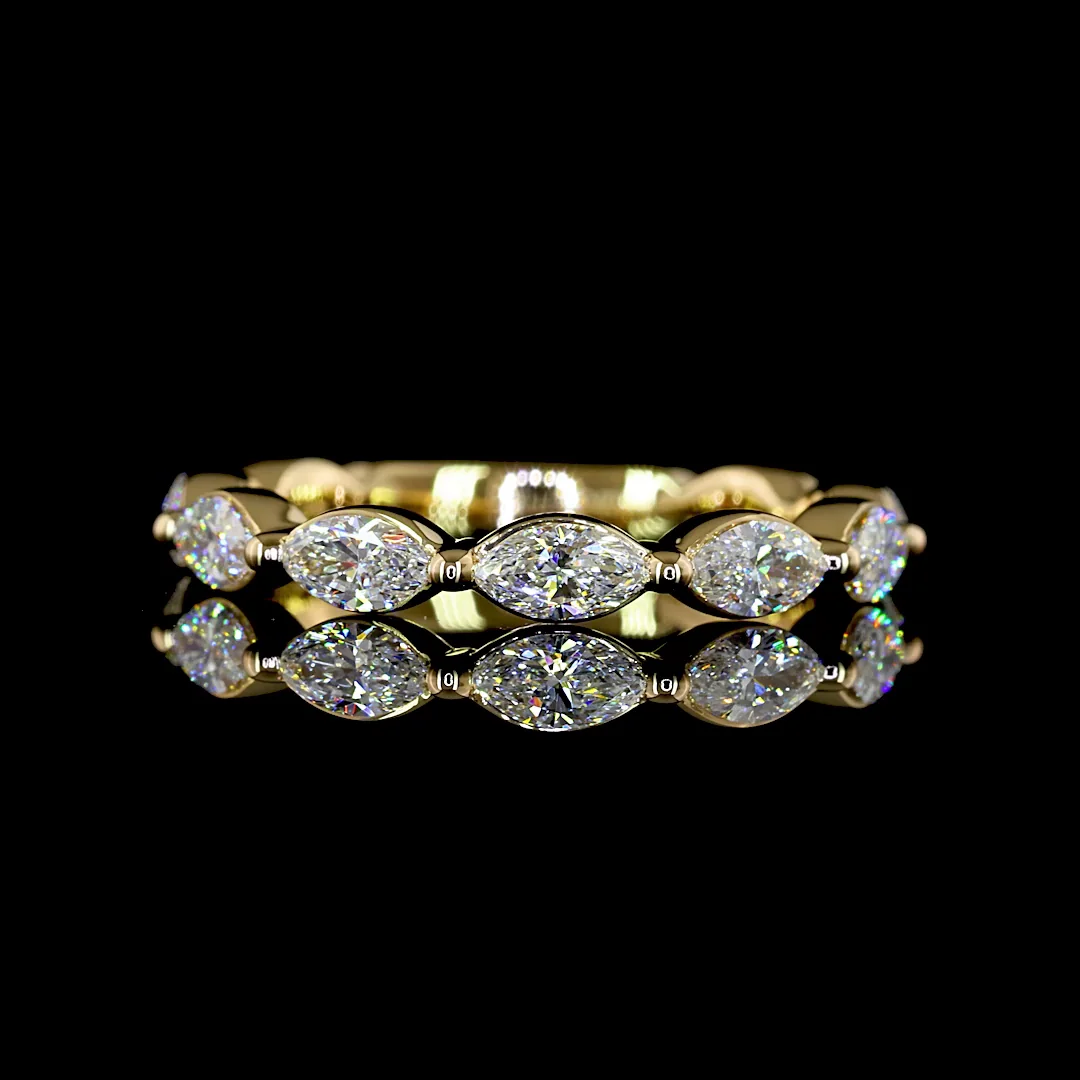 0.77 Cts 18k Yellow Gold Marquise Shape Half Eternity Eternity Band
