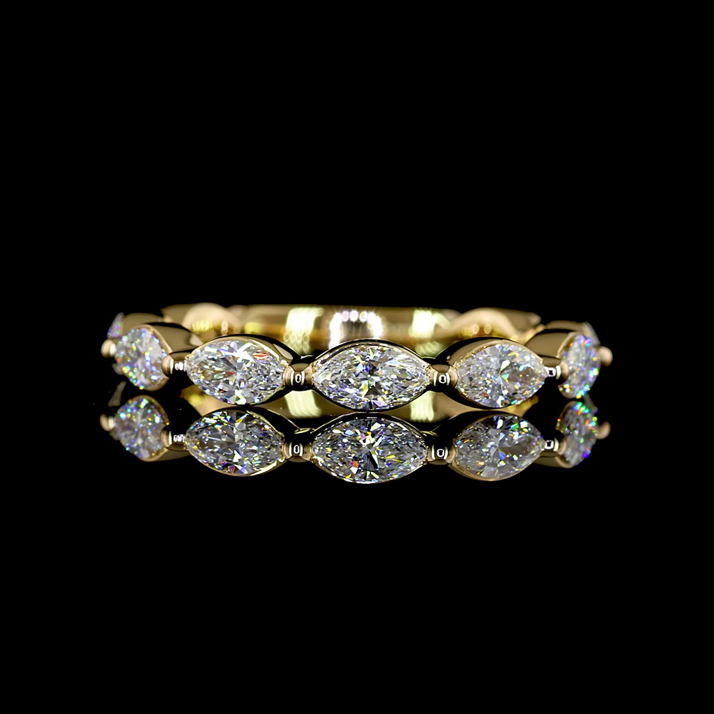 0.77 Cts 18k Yellow Gold Marquise Shape Half Eternity Eternity Band