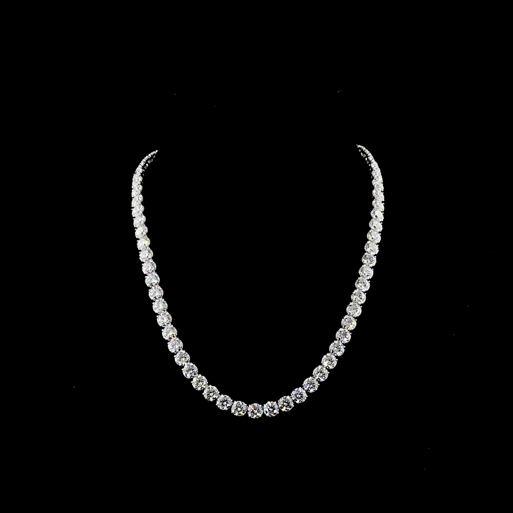 68.71 Cts 14k White Gold Round Shape Tennis Necklace