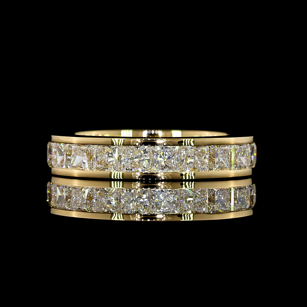 2.59 Cts 18k Yellow Gold Princess Shape 3/4 Band Eternity Band
