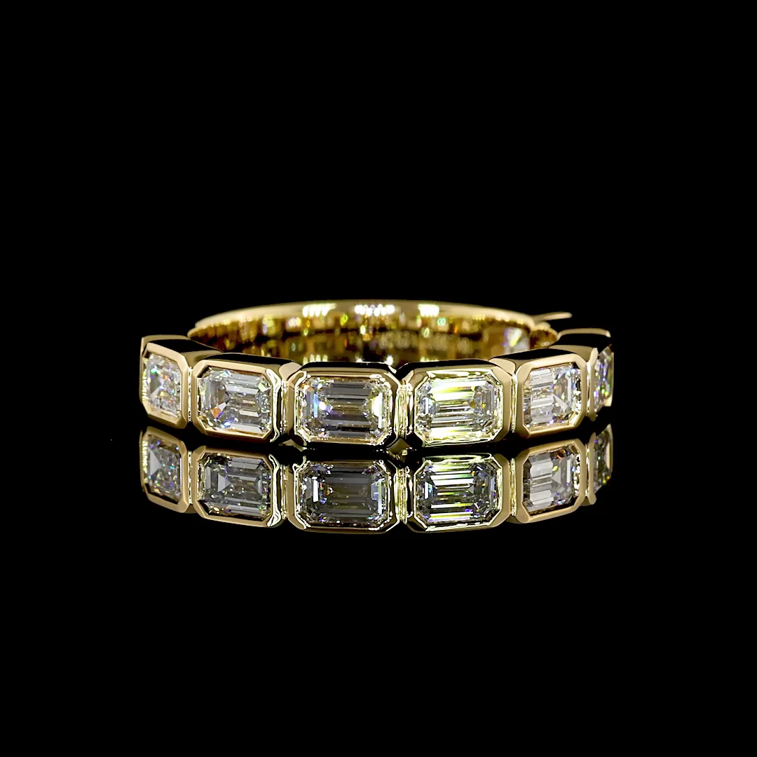 1.29 Cts 18k Yellow Gold Emerald Shape 3/4 Band Eternity Band