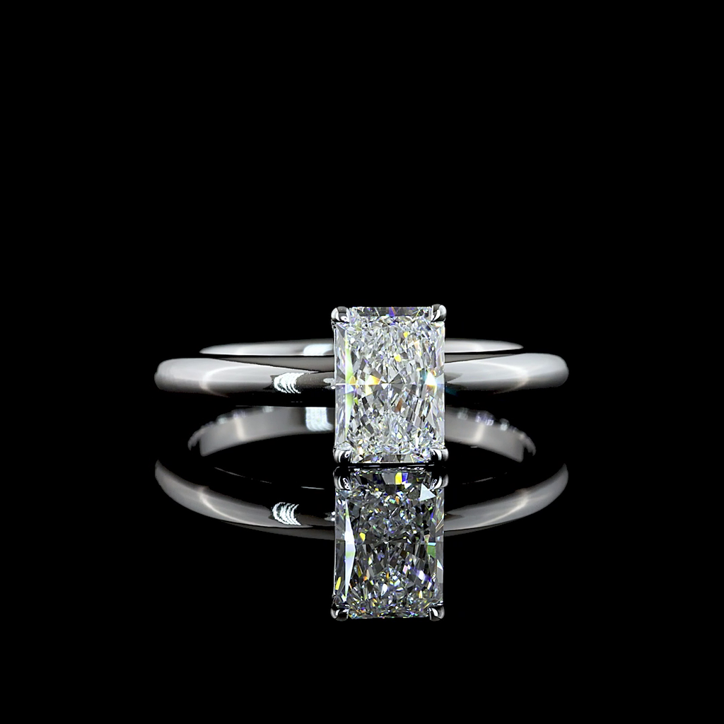 1.04 Cts 14k White Gold Radiant Shape Solitaire Ring