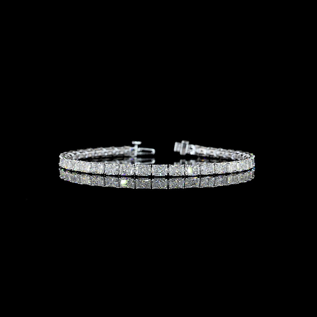 10.13 Cts 14k White Gold Radiant Shape Tennis Bracelet