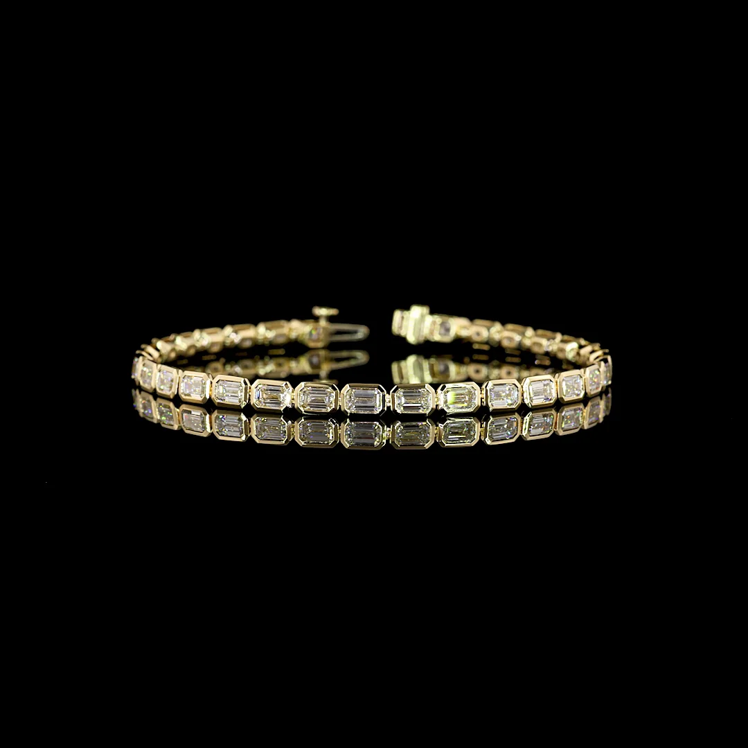 7.24 Cts 14k Yellow Gold Emerald Shape Tennis Bracelet
