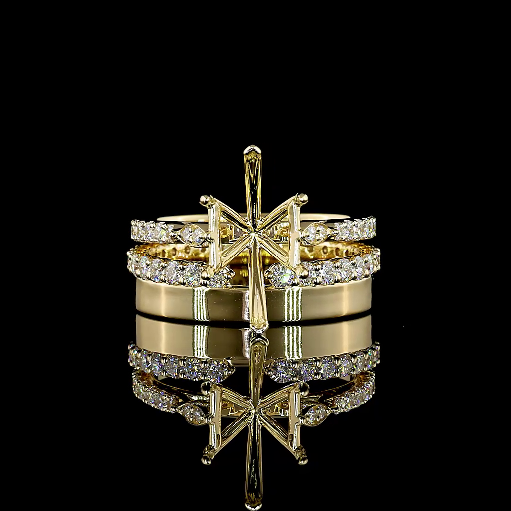 1.39 Cts 14k Yellow Gold Antique Marquise Shape Solitaire Diamond Shank Ring
