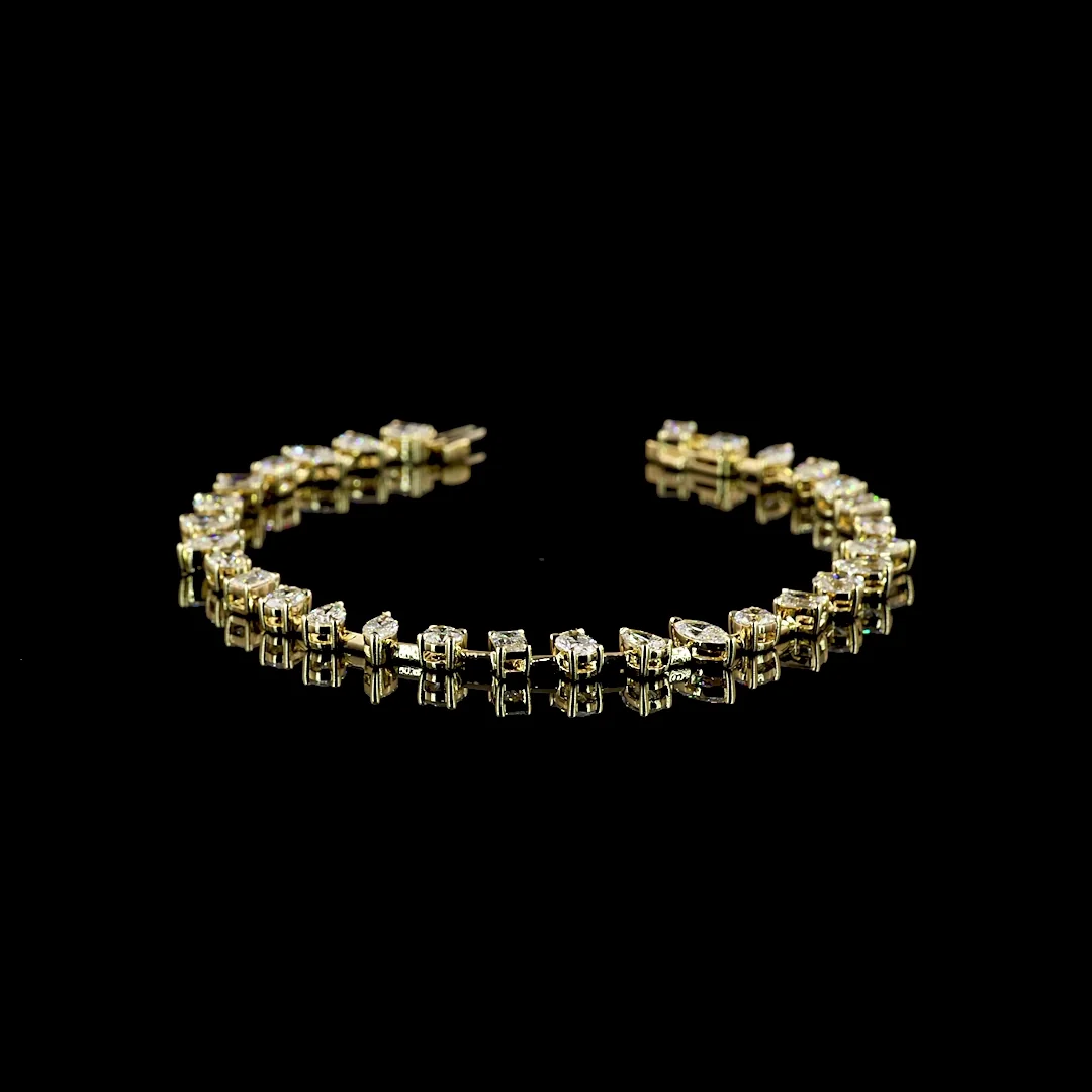 6.15 Cts 14k White Gold Mix Shape Station Bracelet