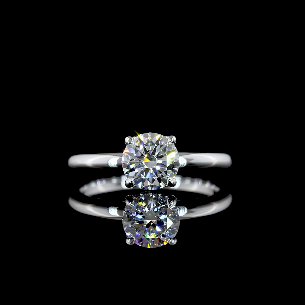 1.13 Cts 14k White Gold Round Shape Hidden Halo Ring