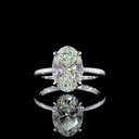 3.18 Cts 14k White Gold Oval Shape Hidden Halo Ring