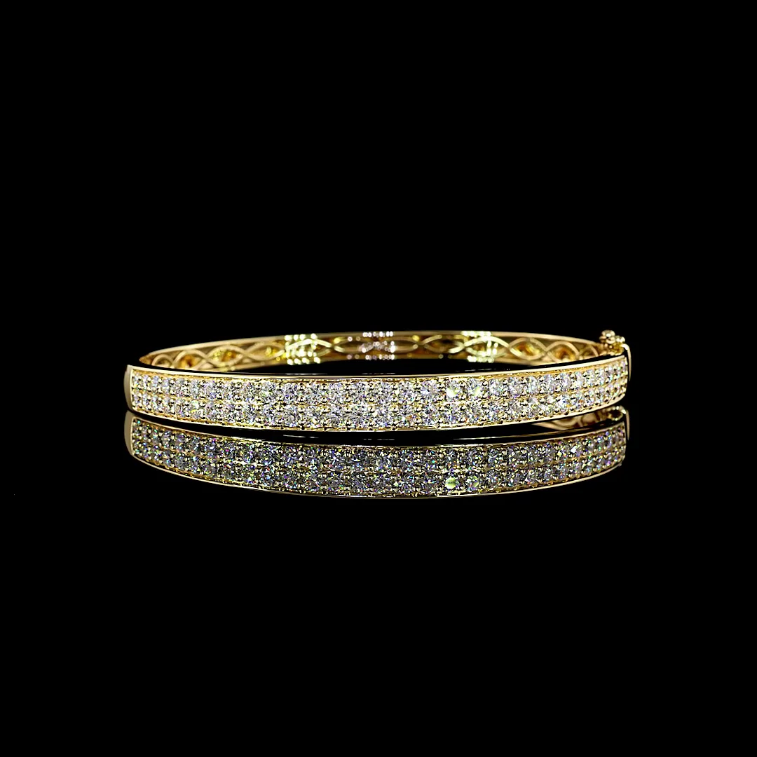 3.57 Cts 14k Yellow Gold Round Shape Bangles Bracelet