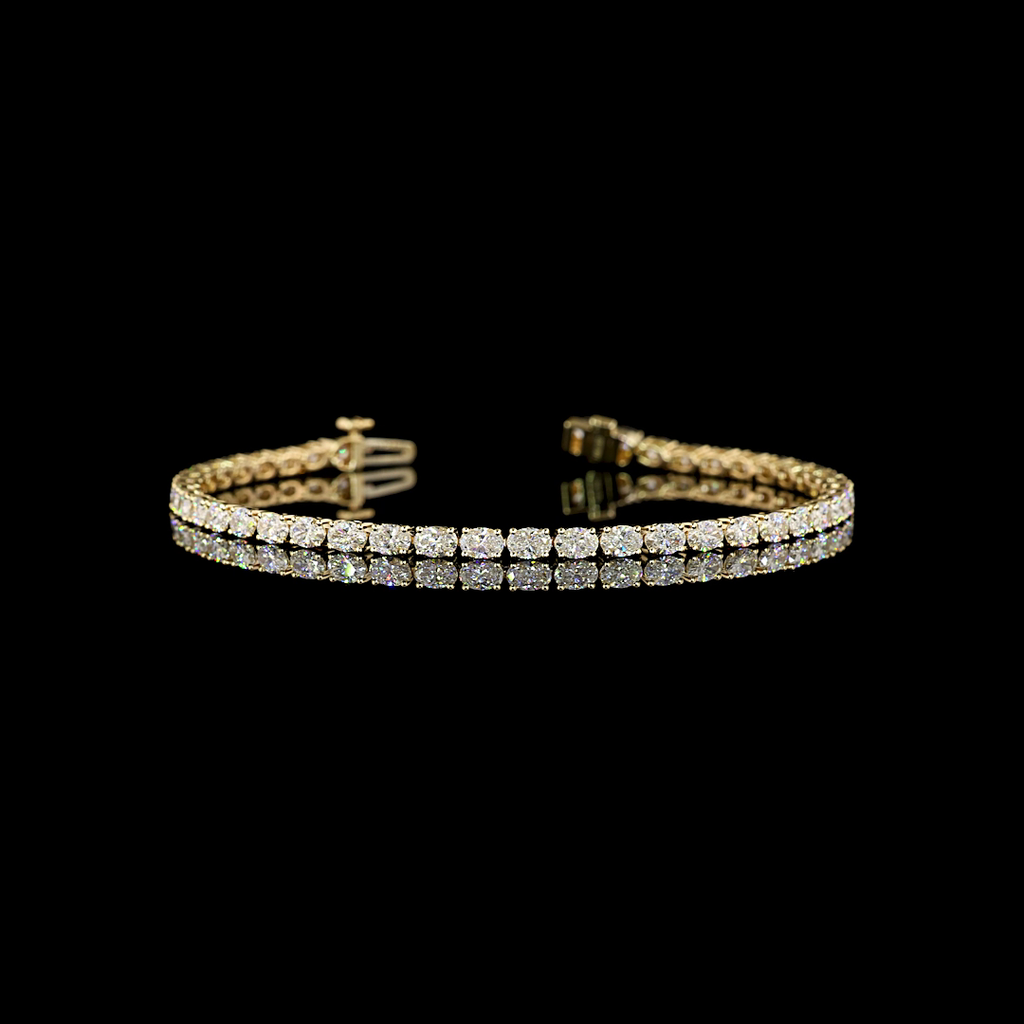4.24 Cts 14k Yellow Gold Oval Shape Tennis Bracelet