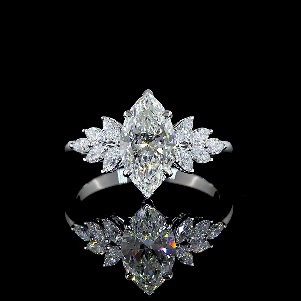 1.9 Cts 14k White Gold Marquise Shape Special Ring