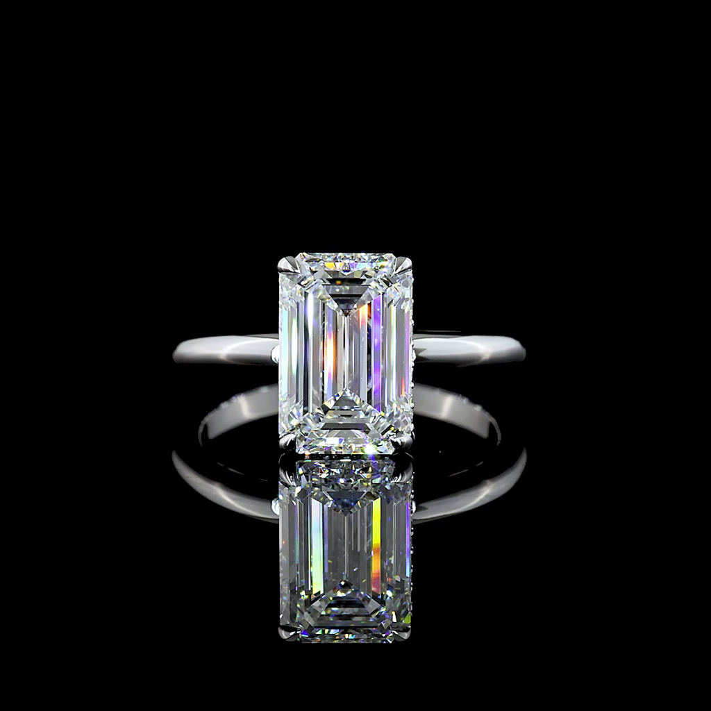 3.19 Cts 14k White Gold Mix Shape Hidden Halo Ring