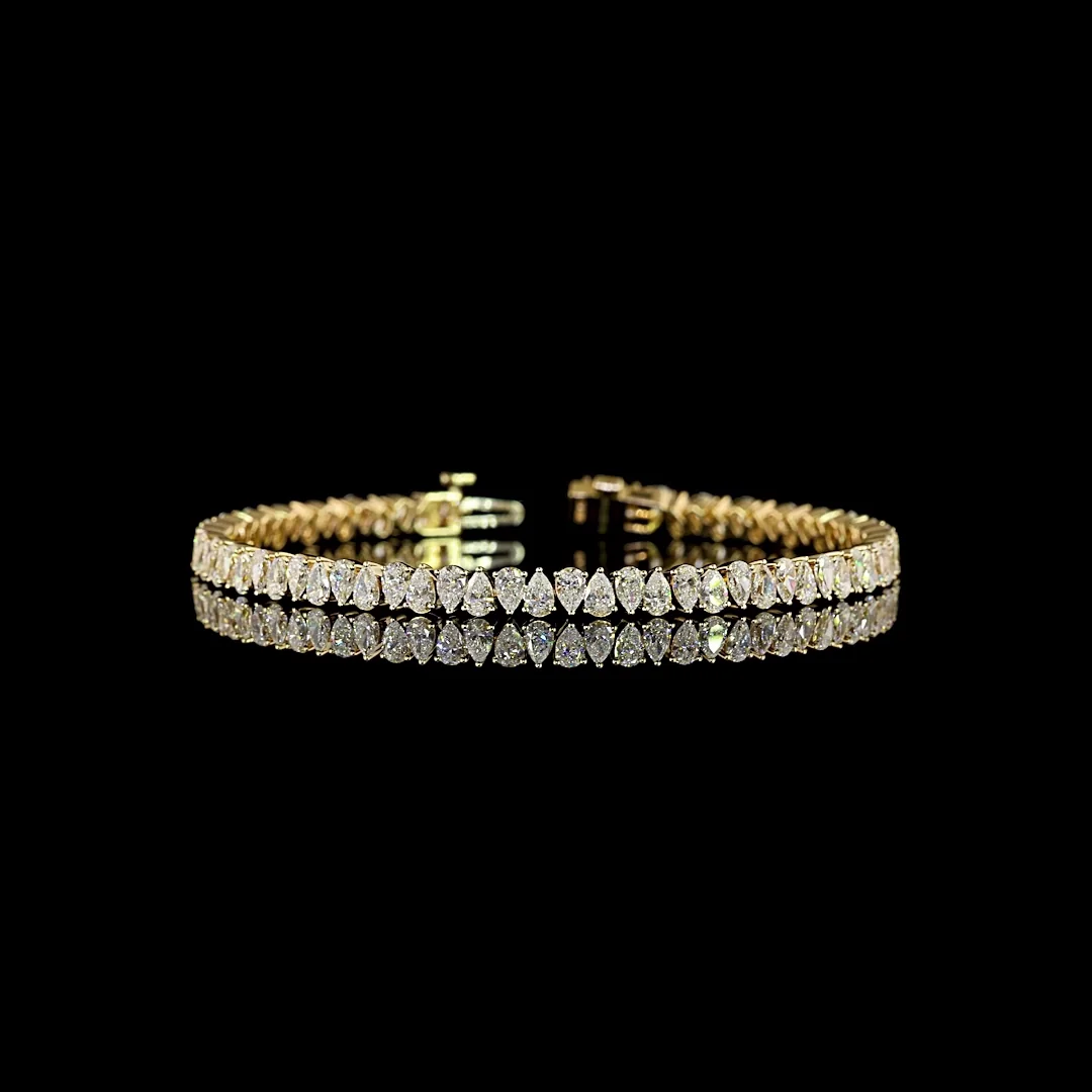 6.09 Cts 14k Yellow Gold Pear Shape Tennis Bracelet