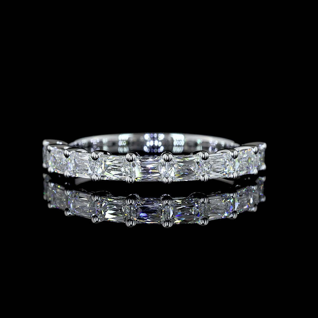 0.94 Cts 14k White Gold Radiant Modified Shape Half Eternity Eternity Band