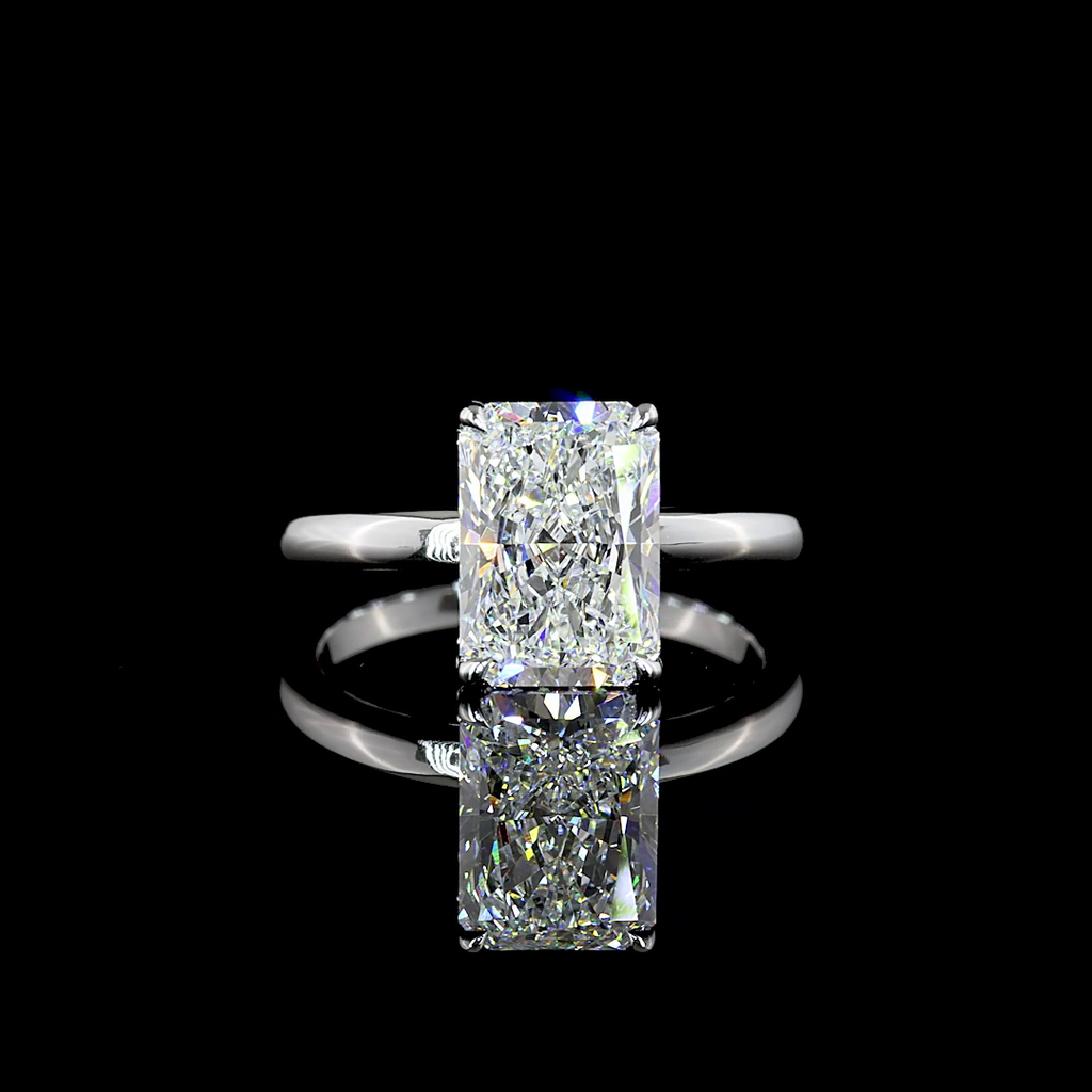 3.26 Cts 14k White Gold Radiant Shape Hidden Halo Ring