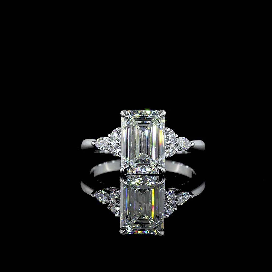 2.76 Cts 14k White Gold Emerald Shape Special Ring