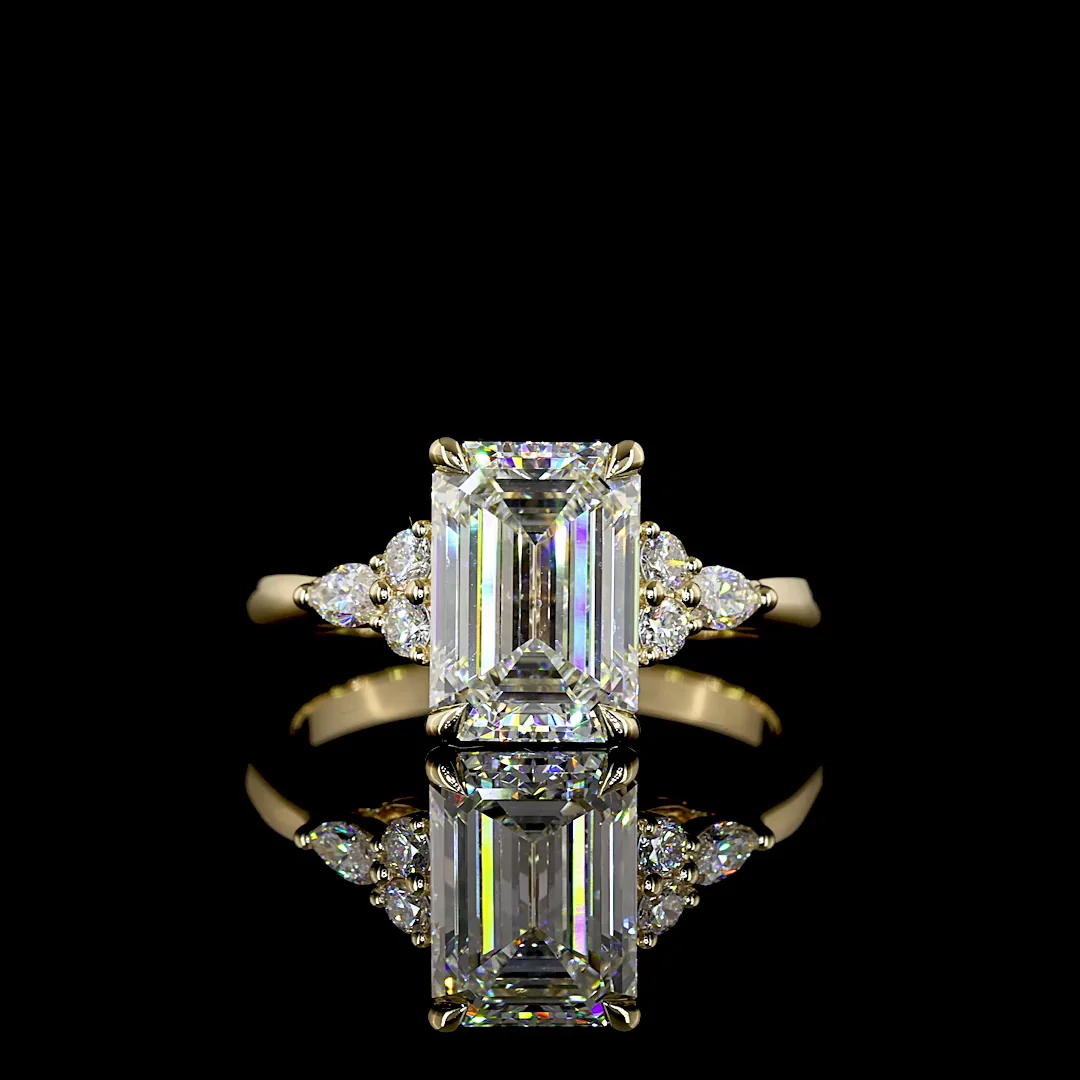 2.81 Cts 14k Yellow Gold Emerald Shape Special Ring