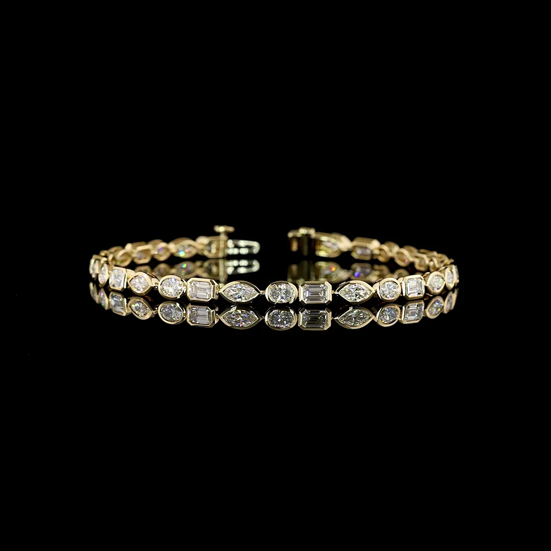 5.4 Cts 14k Yellow Gold Mix Shape Tennis Bracelet