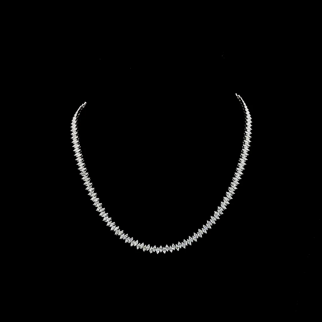 9.82 Cts 14k White Gold Marquise Shape Tennis Necklace