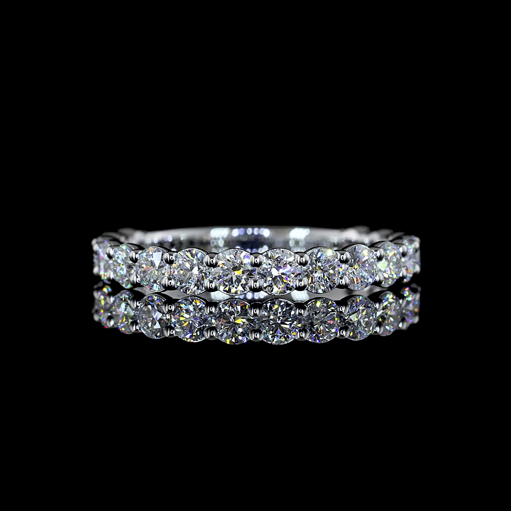 1 Cts 14k White Gold Round Shape Half Eternity Eternity Band