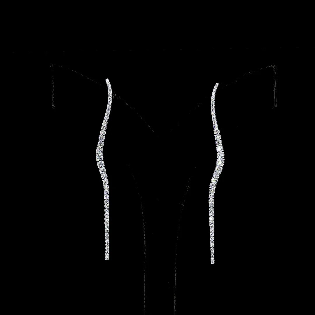 2.13 Cts 18k White Gold Round Shape Hanging Earring