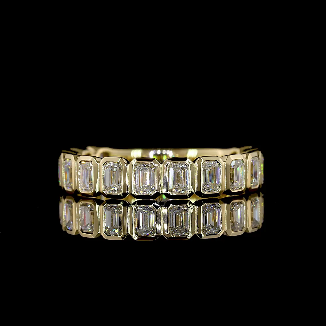 1.39 Cts 14k Yellow Gold Emerald Shape Half Eternity Eternity Band