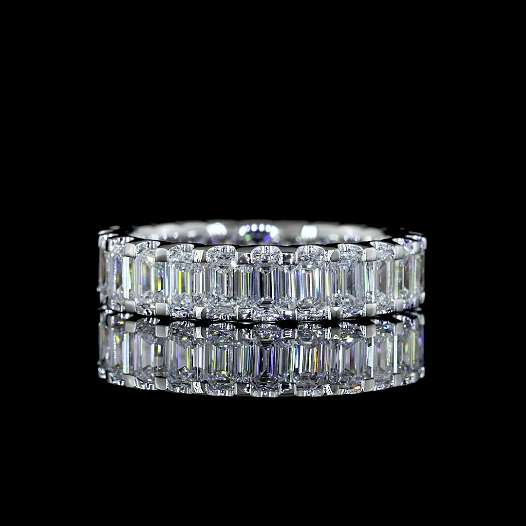 2.44 Cts 14k White Gold Emerald Shape Eternity Band Eternity Band