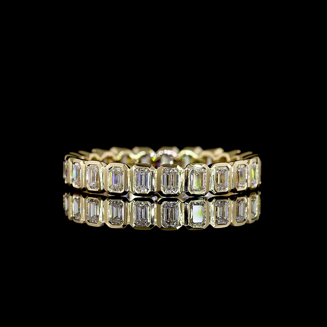0.98 Cts 14k Yellow Gold Emerald Shape Eternity Band Eternity Band