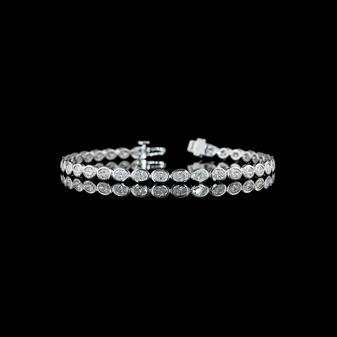 4.08 Cts 14k White Gold Oval Shape Tennis Bracelet
