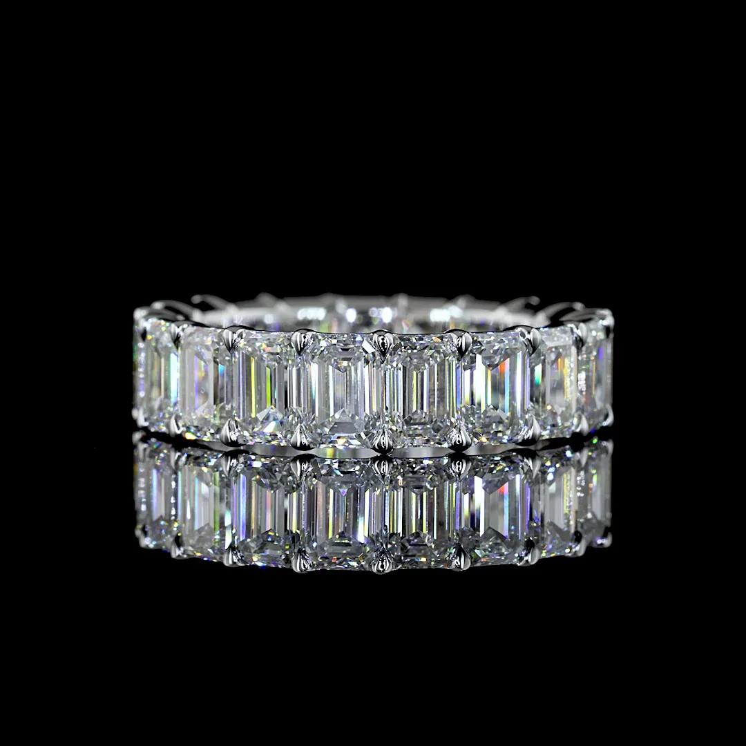 5.27 Cts 18k White Gold Emerald Shape Eternity Band Eternity Band