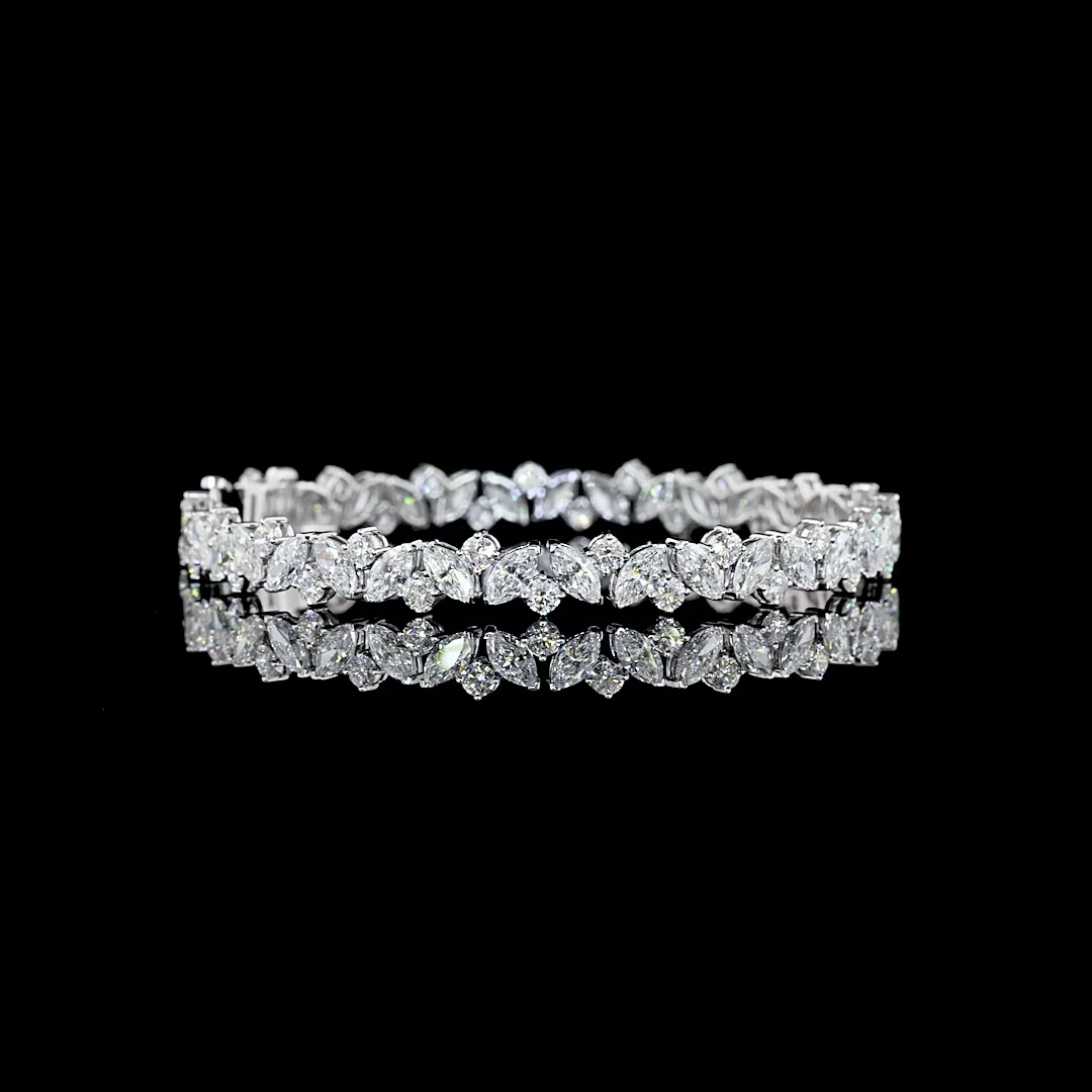 10.08 Cts 14k White Gold Marquise Shape Tennis Bracelet