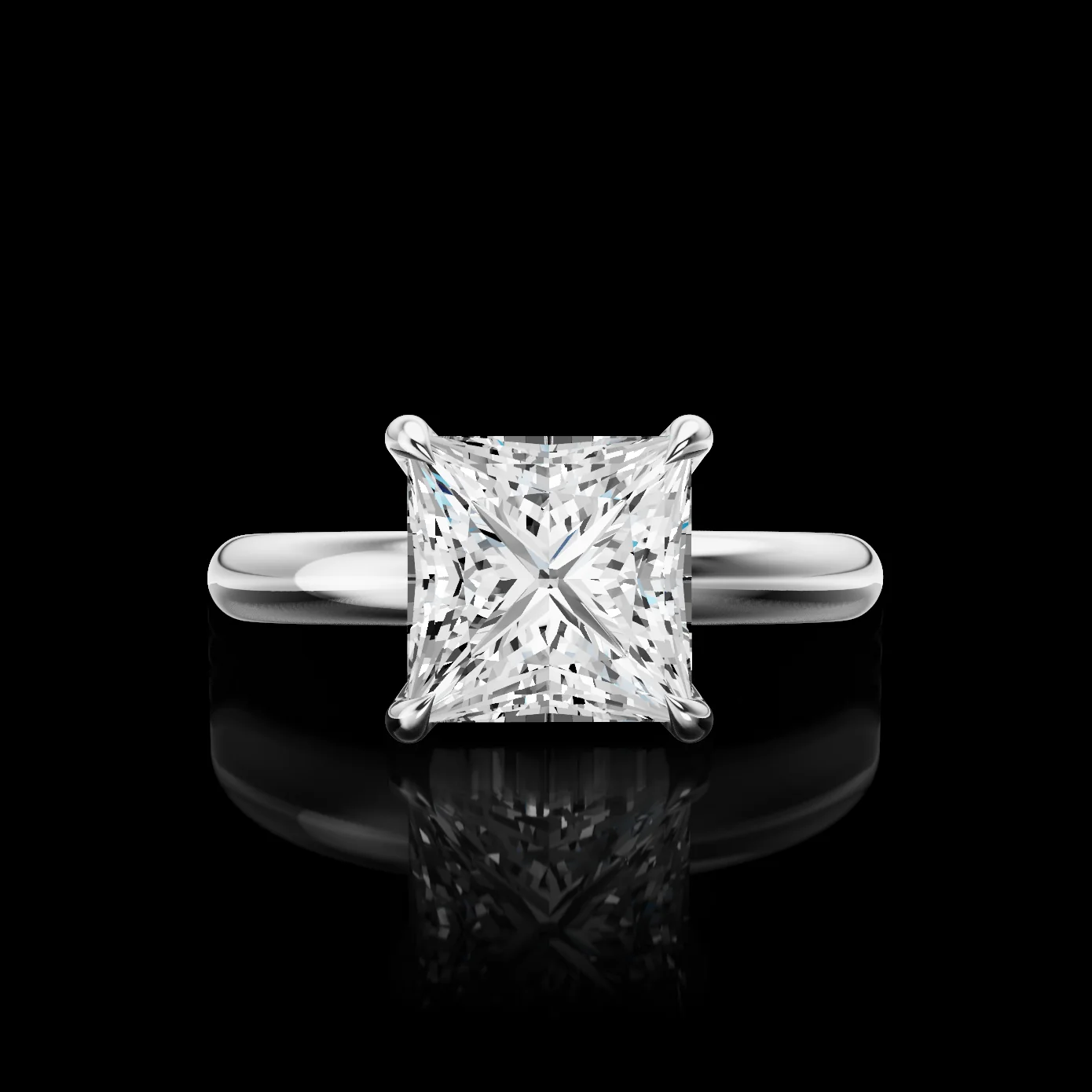 0 Cts 14k White Gold Shape Solitaire Ring