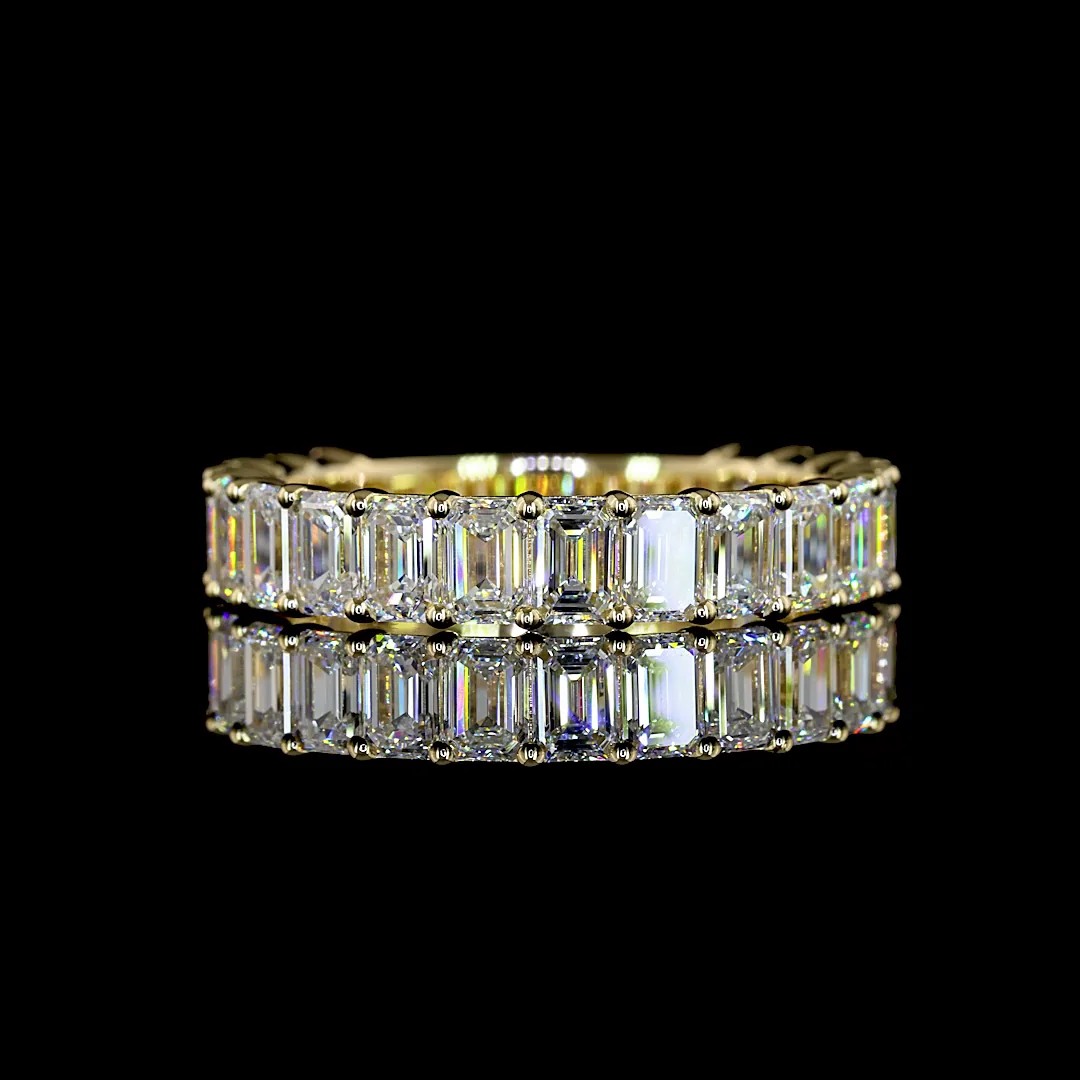 2.6 Cts 14k Yellow Gold Emerald Shape 3/4 Band Eternity Band