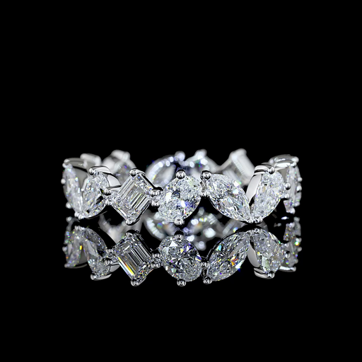 [EB14W300PIN] 3.15 Cts 14k White Gold Mix Shape Eternity Band Eternity Band