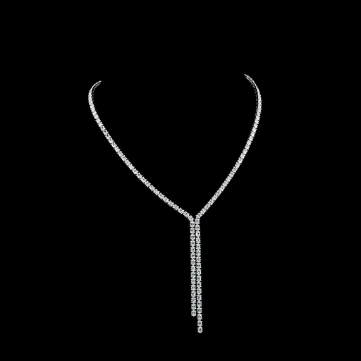 [NK14WLTOV1350PNS] 13.74 Cts 14k White Gold Oval Shape Lariat Necklace