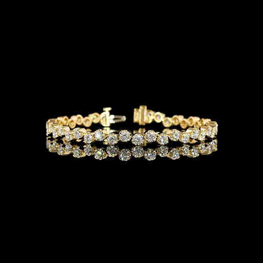 [BC18YTSRD650HB] 6.83 Cts 18k Yellow Gold Round Shape Tennis Bracelet