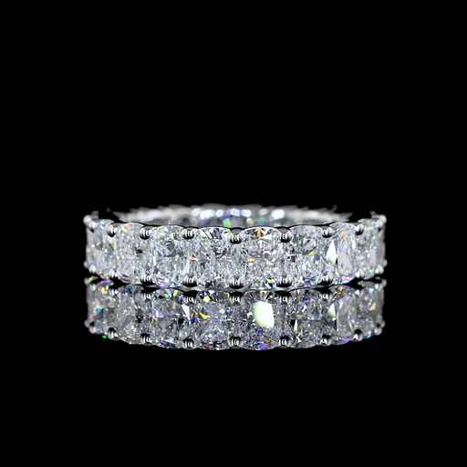 [EB14WBECU400P] 4.01 Cts 14k White Gold Cushion Brilliant Shape Eternity Band Eternity Band