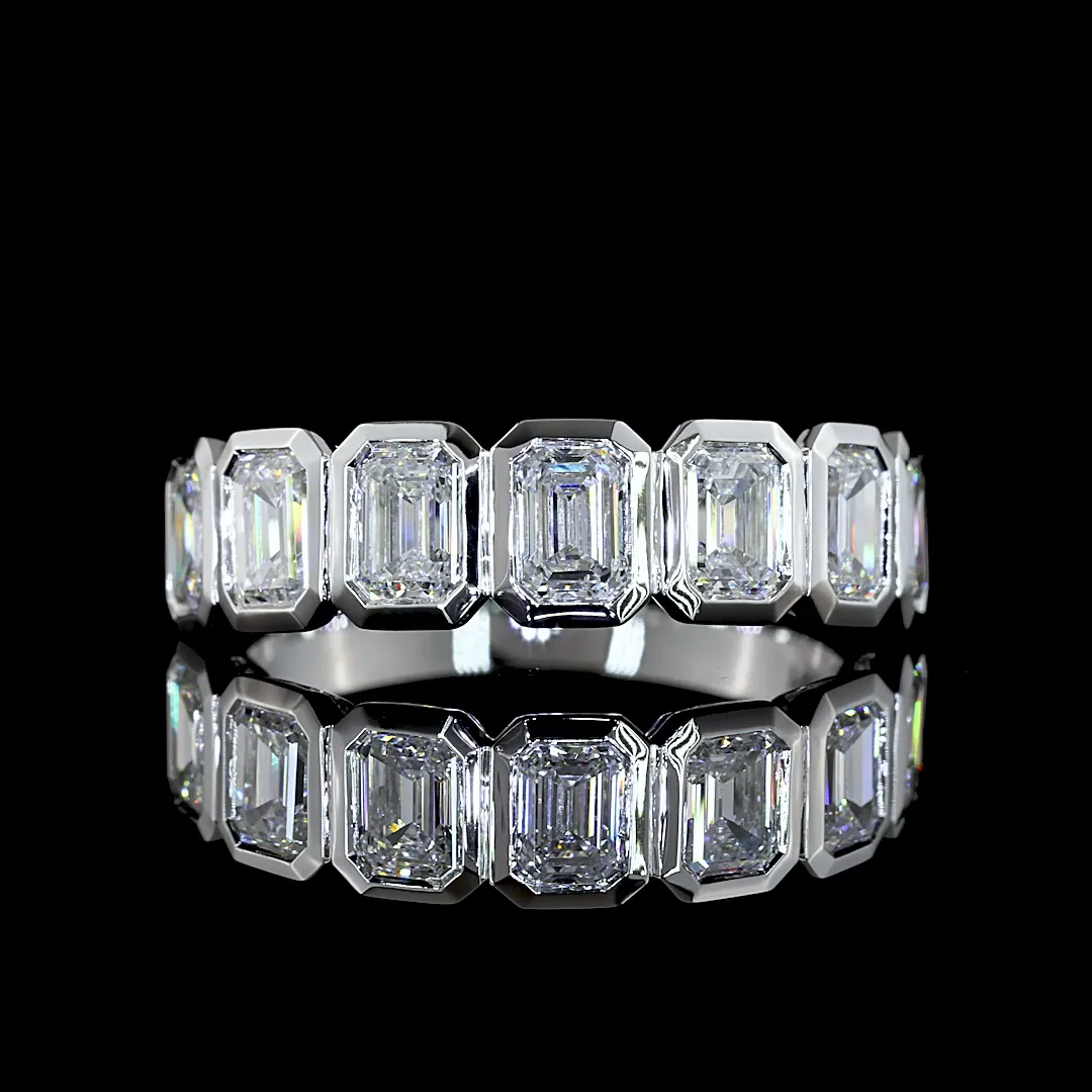 1.93 Cts 14k White Gold Emerald Shape 7 Stones Eternity Band