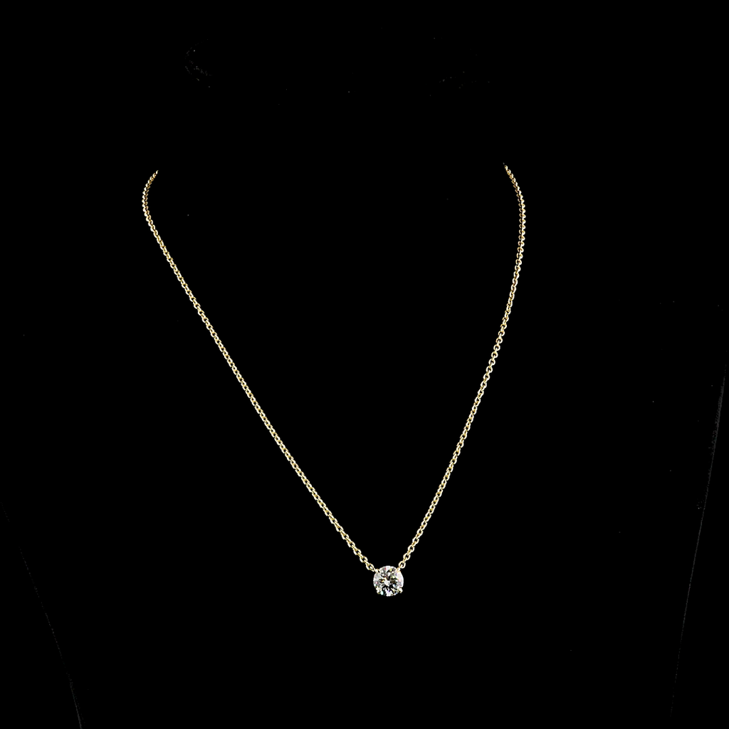 1.51 Cts 14k Yellow Gold Round Shape Solitaire Pendant