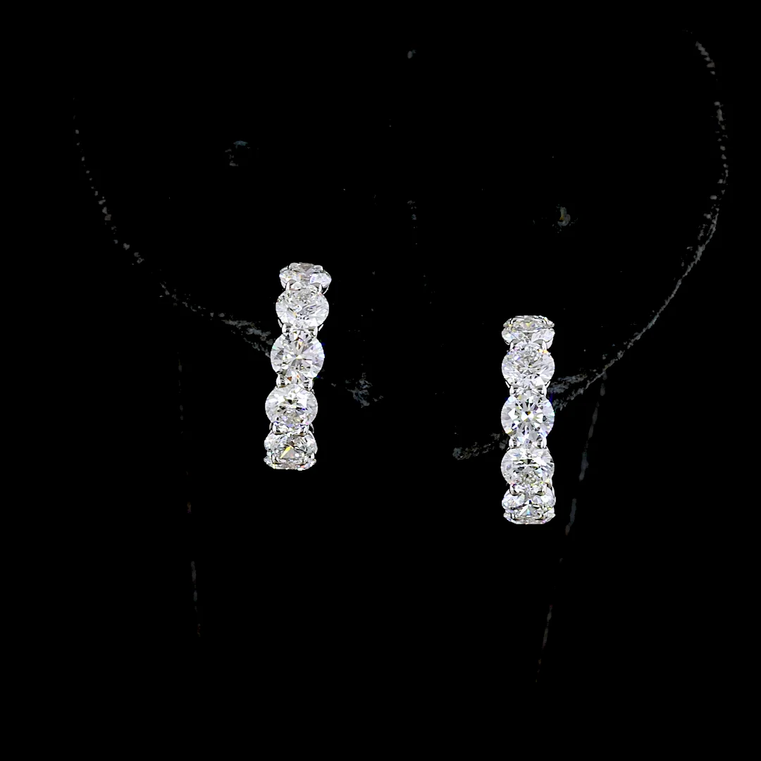 3.01 Cts 14k White Gold Round Shape C Hoops Earring