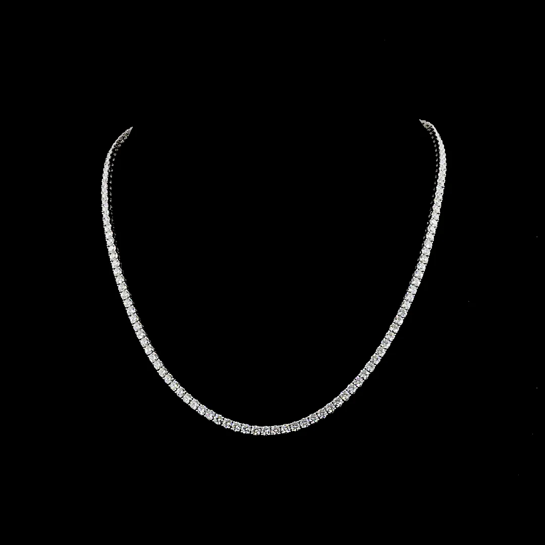 12.56 Cts 14k White Gold Round Shape Tennis Necklace