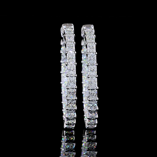 [ER14WHPRAD450PNS] 4.97 Cts 14k White Gold Radiant Shape Hoops Earring