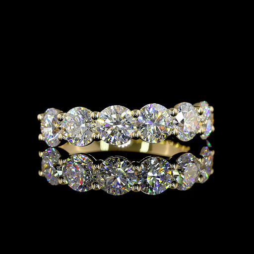 [EB14Y7RD300P] 3.05 Cts 14k Yellow Gold Round Shape 7 Stones Eternity Band